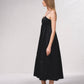 Abito midi in cotone con spalline sottili e schiena elastica