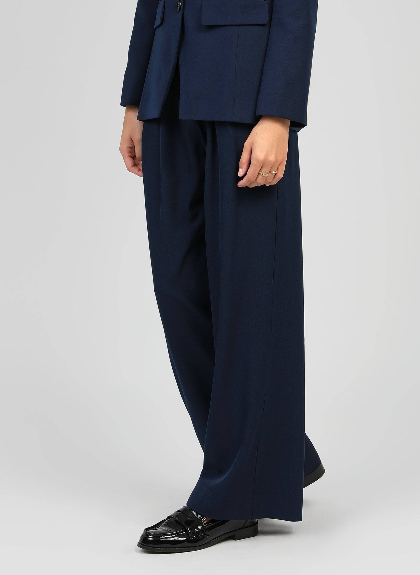 Pantaloni palazzo a vita alta blu navy