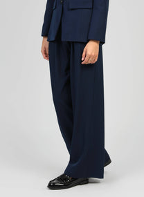 Pantaloni palazzo a vita alta blu navy