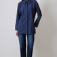 Camicia gessata blu navy con polsini extra-larghi