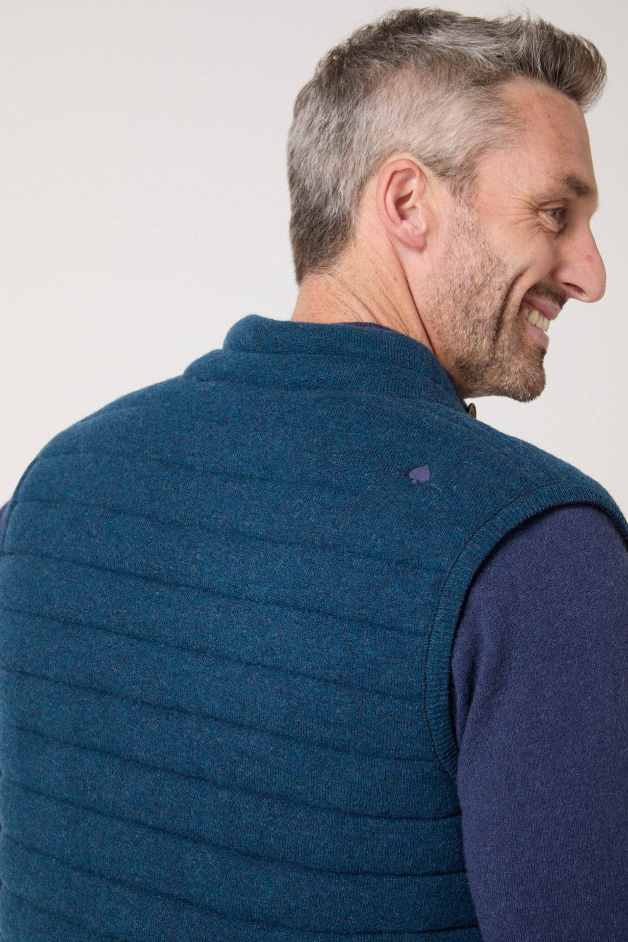 Gilet imbottito reversibile Brunch blu navy e blu petrolio