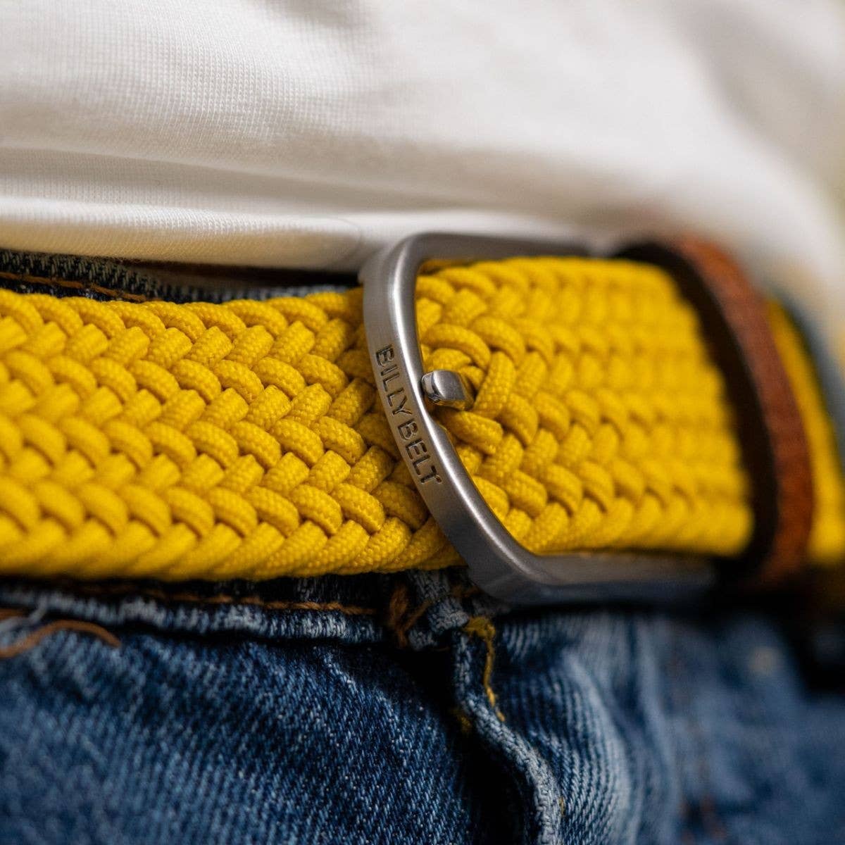 Cintura elastica intrecciata giallo imperiale