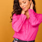 Camicia Rocio fucsia in cotone con pieghe