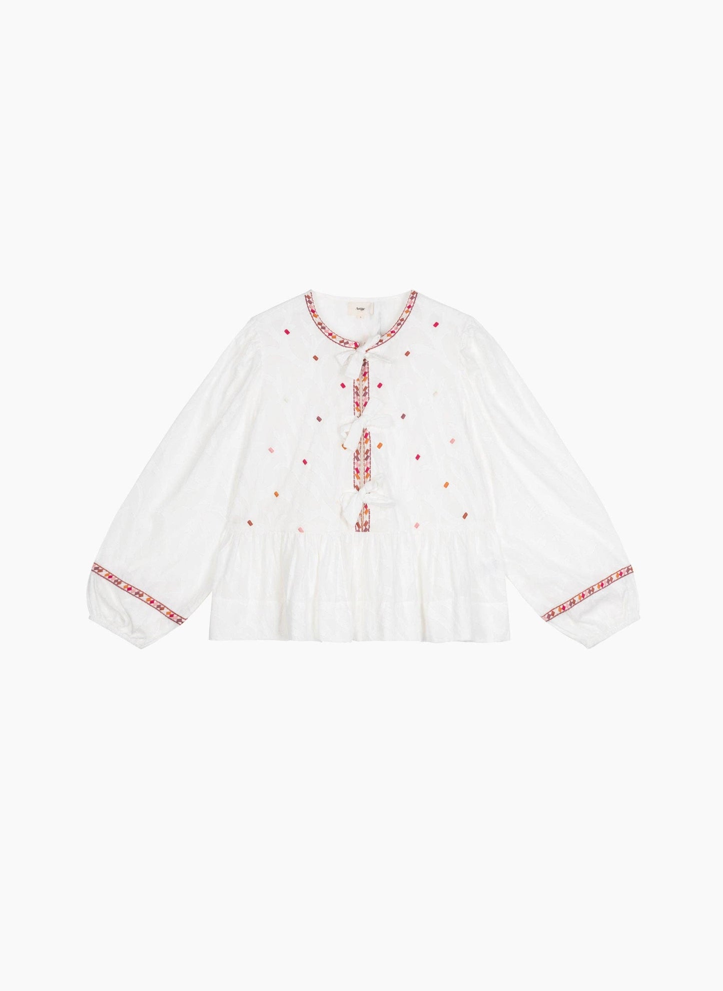 Camicia Servane ecru in voile di cotone con fiocchi