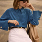 Camicia in popeline con polsini ampi