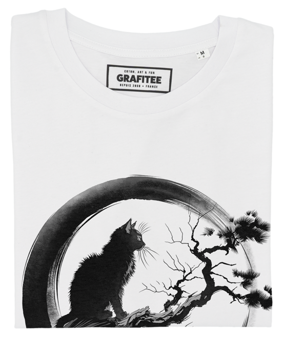 T-shirt Ink Cat bianca in cotone biologico GOTS