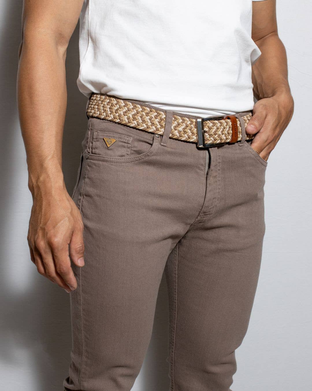 Pantaloni Drill Marroni Stretch Uomo