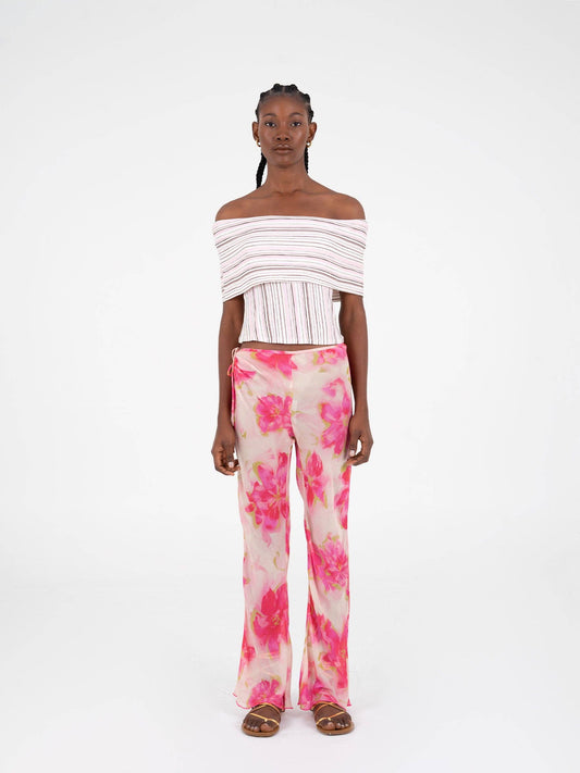 Top bustier off-shoulder a righe