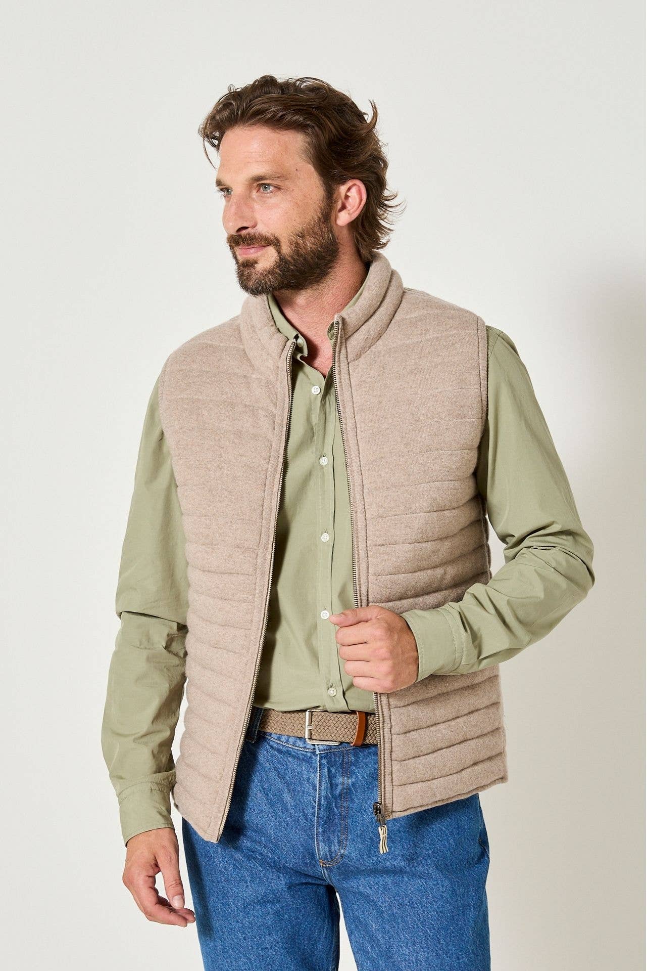 Gilet Imbottito Reversibile Uomo Beige