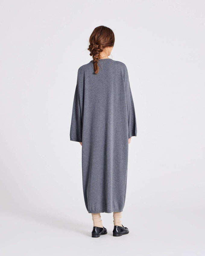 Abito lungo in maglia di cotone biologico Sisse GOTS grigio melange