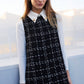 Abito gilet in tweed a quadri con colletto a camicia