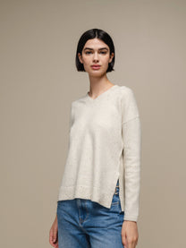 Maglione in maglia con scollo a V e micro paillettes