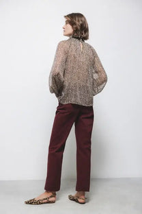 Pantaloni aderenti cinque tasche bordeaux