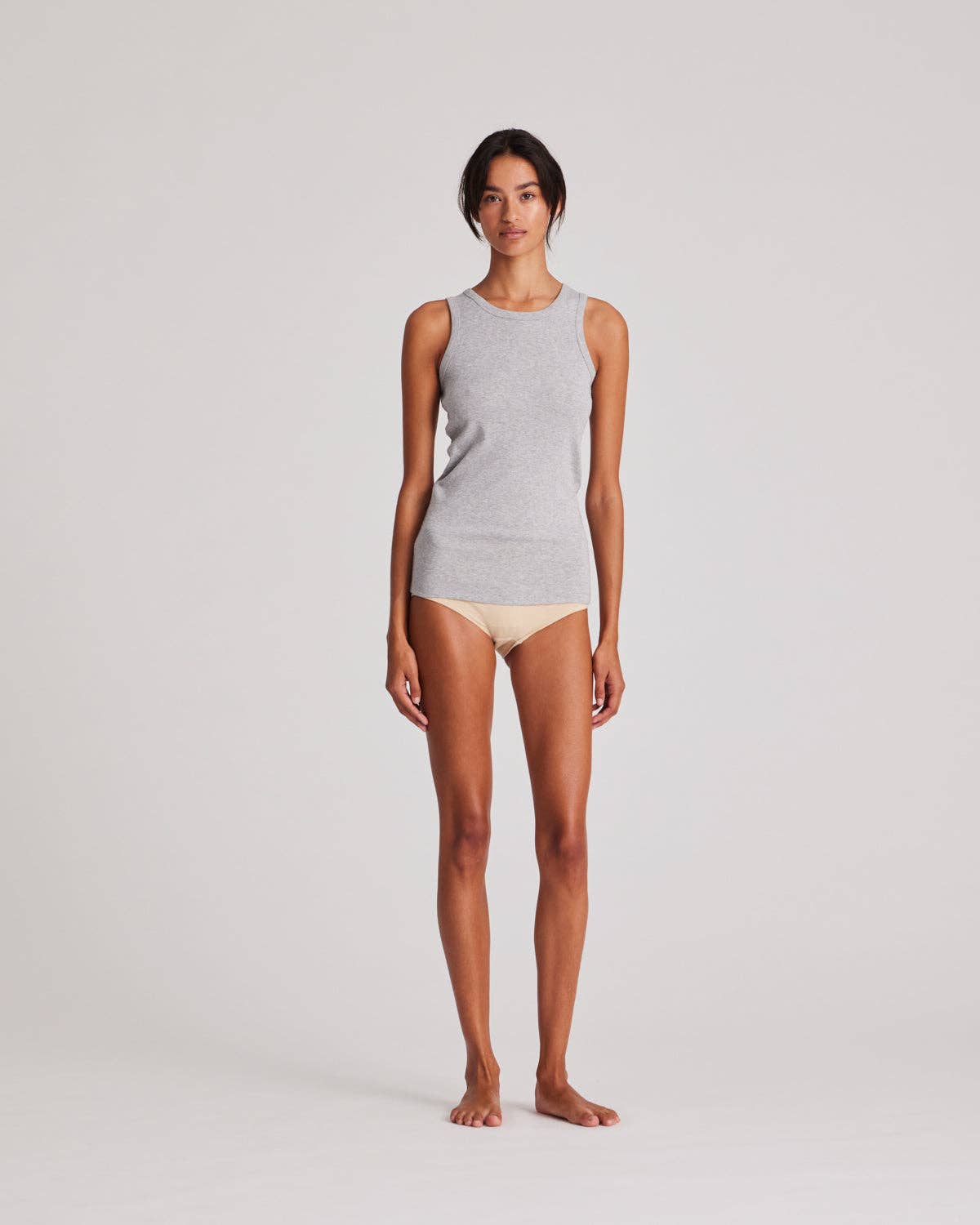 Top a coste Alberte in cotone biologico grigio chiaro melange