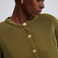 Cardigan in maglia kaki con bottoni dorati