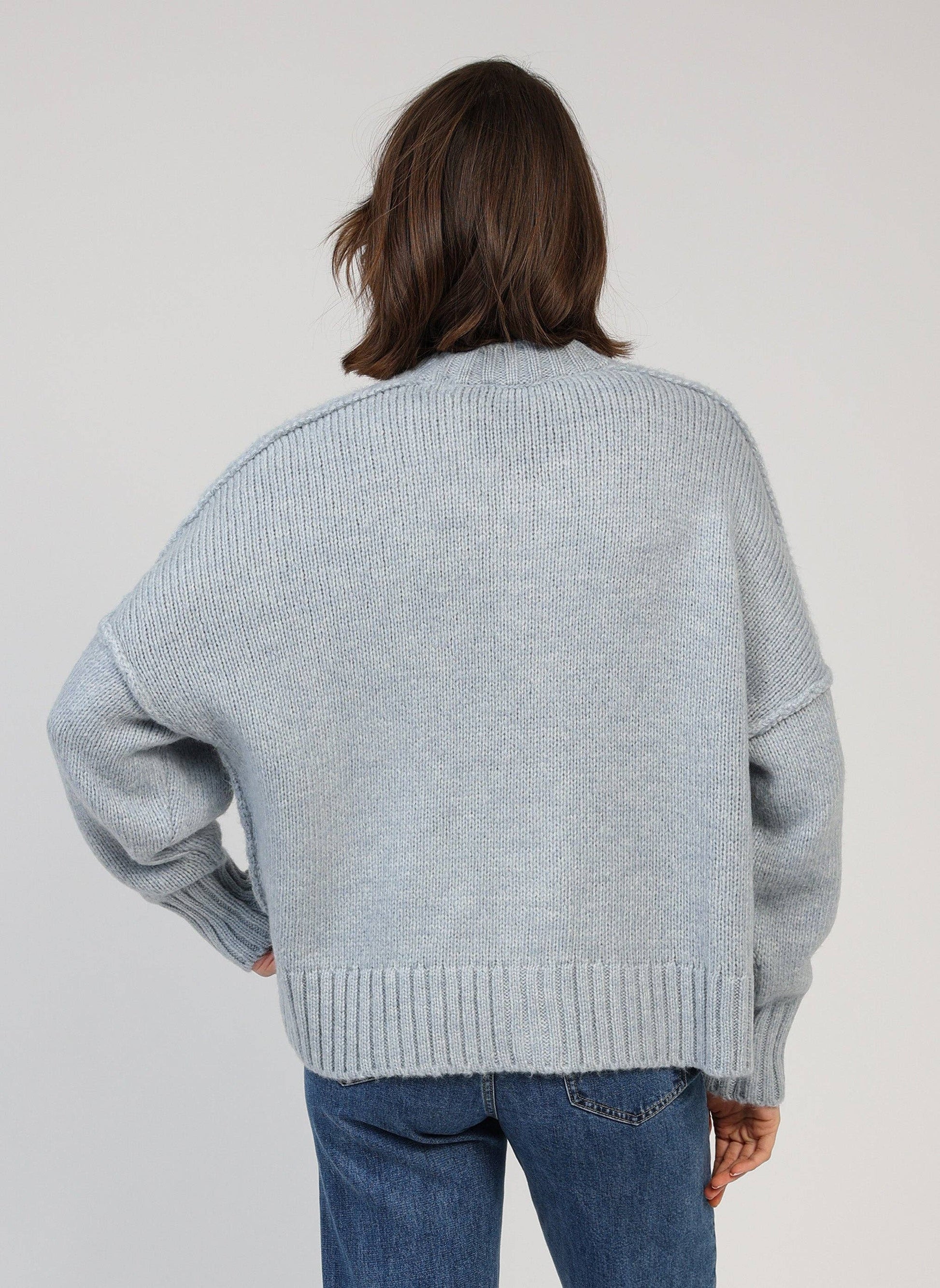 Cardigan in maglia spessa color cielo