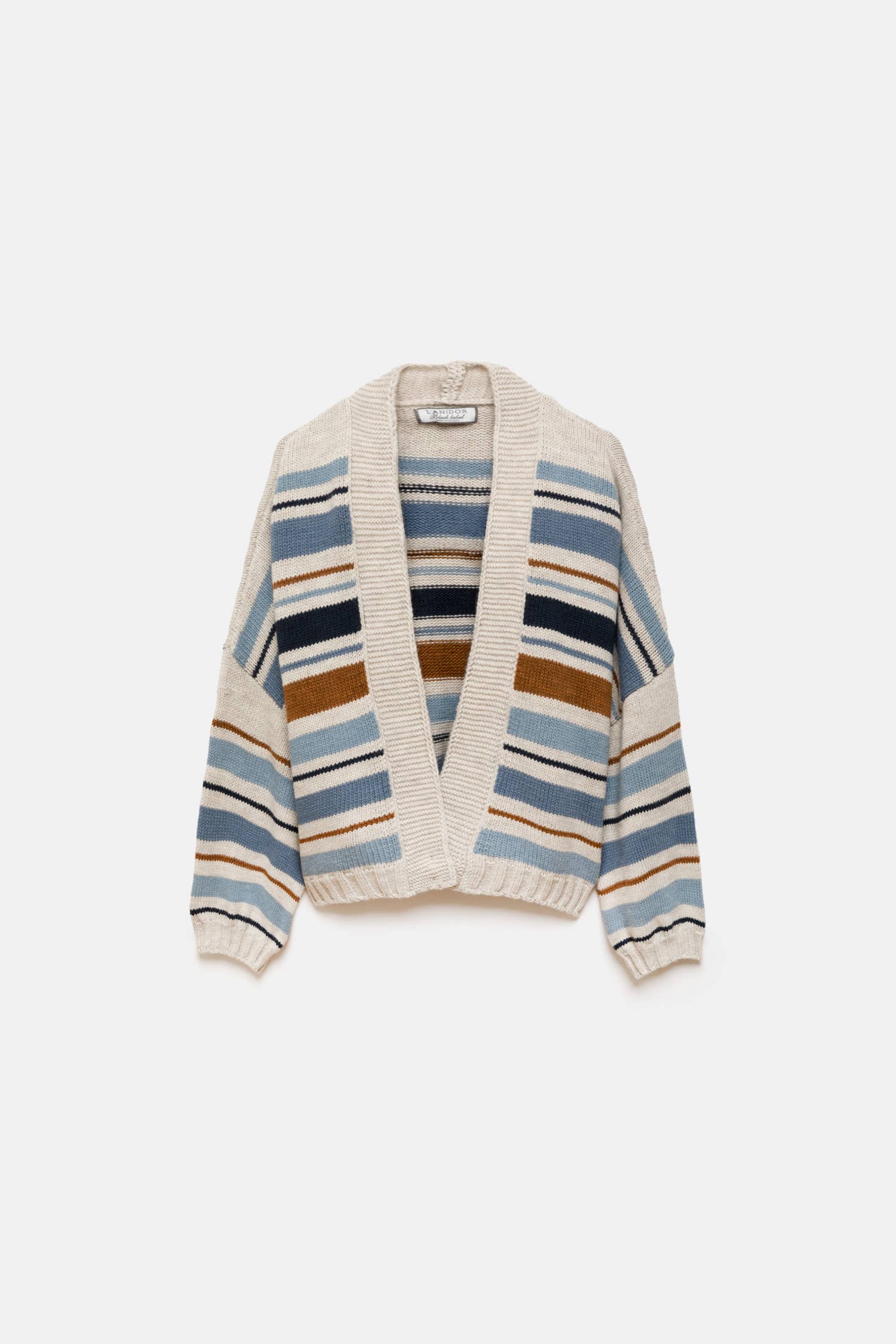 Cardigan a righe con maniche a palloncino