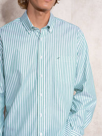 Camicia uomo a righe in cotone con colletto button-down
