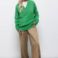 Maglione a maglia rasata con scollo a V