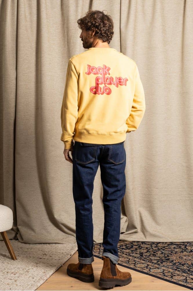 Felpa Bizz oro con maxi stampa sul retro
