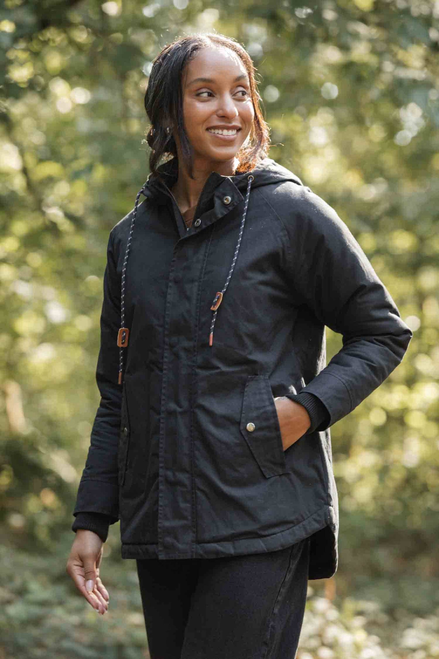 Parka Sequoia in cotone cerato nero