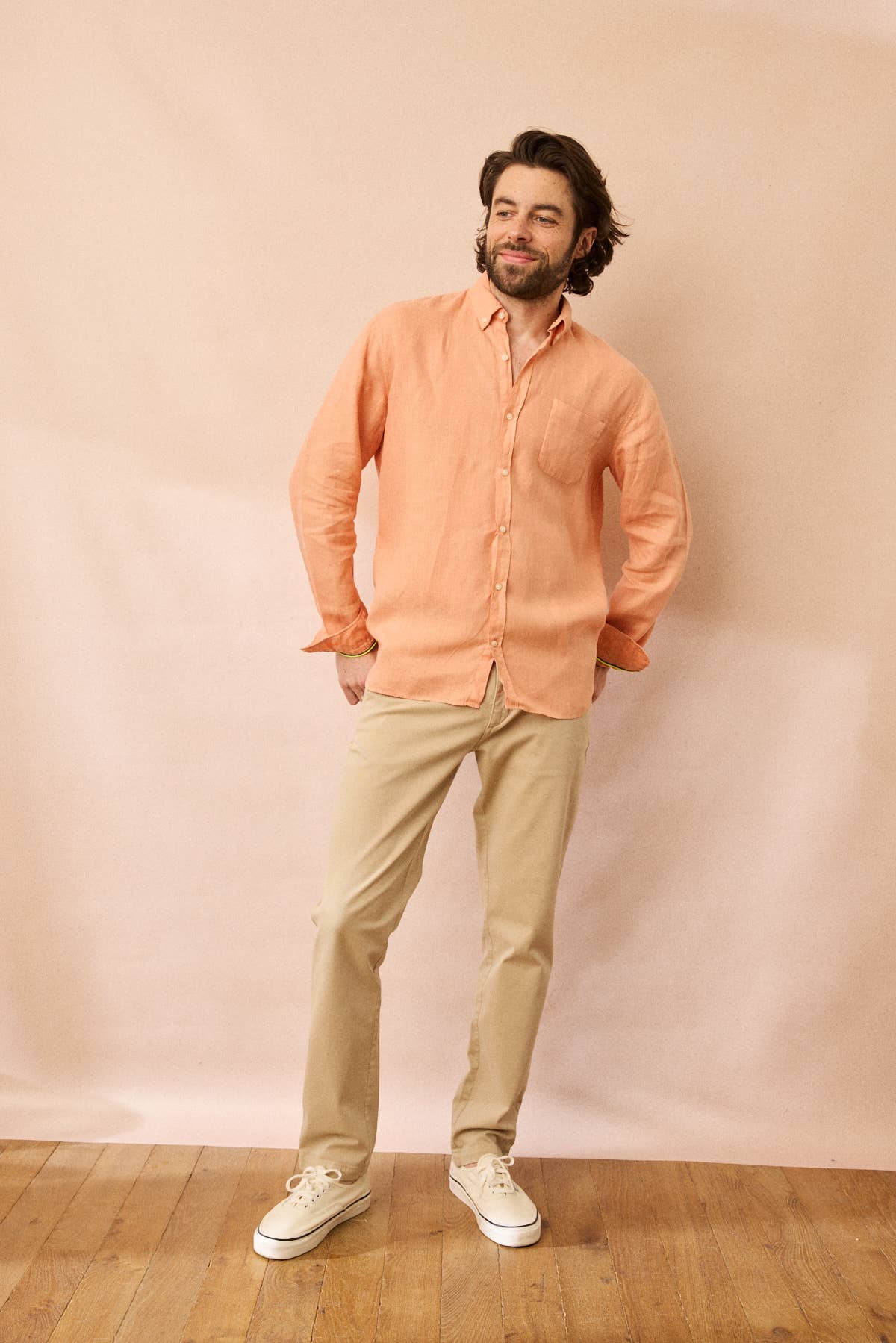 Camicia in lino Bali con dettagli fluo