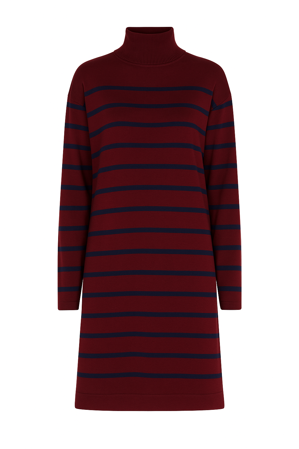 Abito in maglia a righe con collo alto