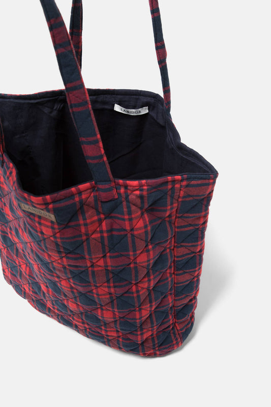 Borsa tote imbottita tartan