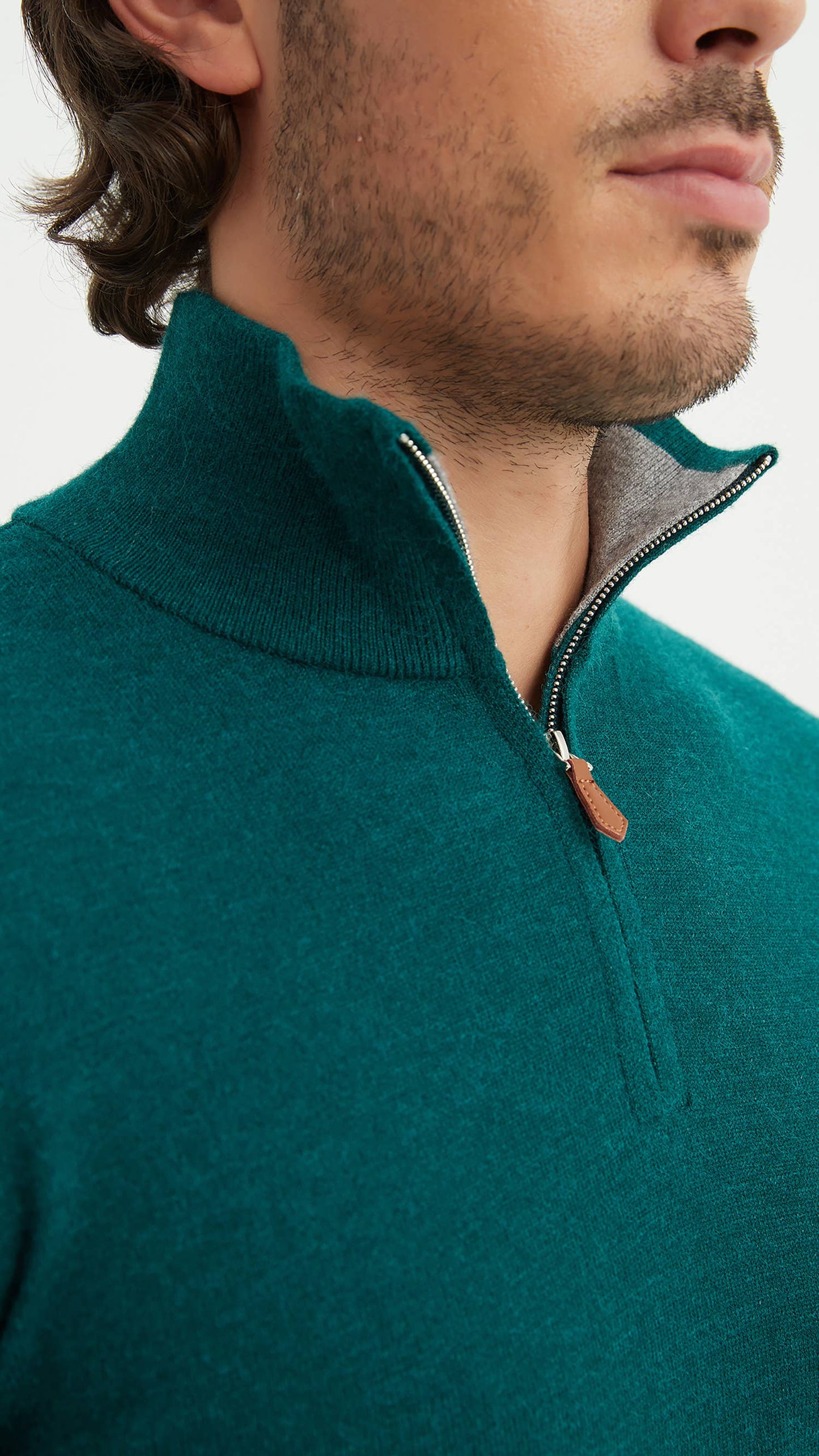 Maglione collo trucker “Cashmere Touch” verde abete