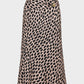 Gonna lunga animalier beige con bottoni dorati