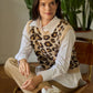 Maglia smanicata Medelin jacquard leopardata
