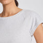 T-shirt donna in cotone biologico a costine grigio chiaro melange