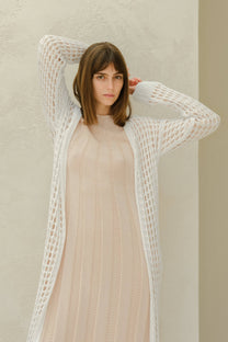 Cardigan maxi all’uncinetto in cotone