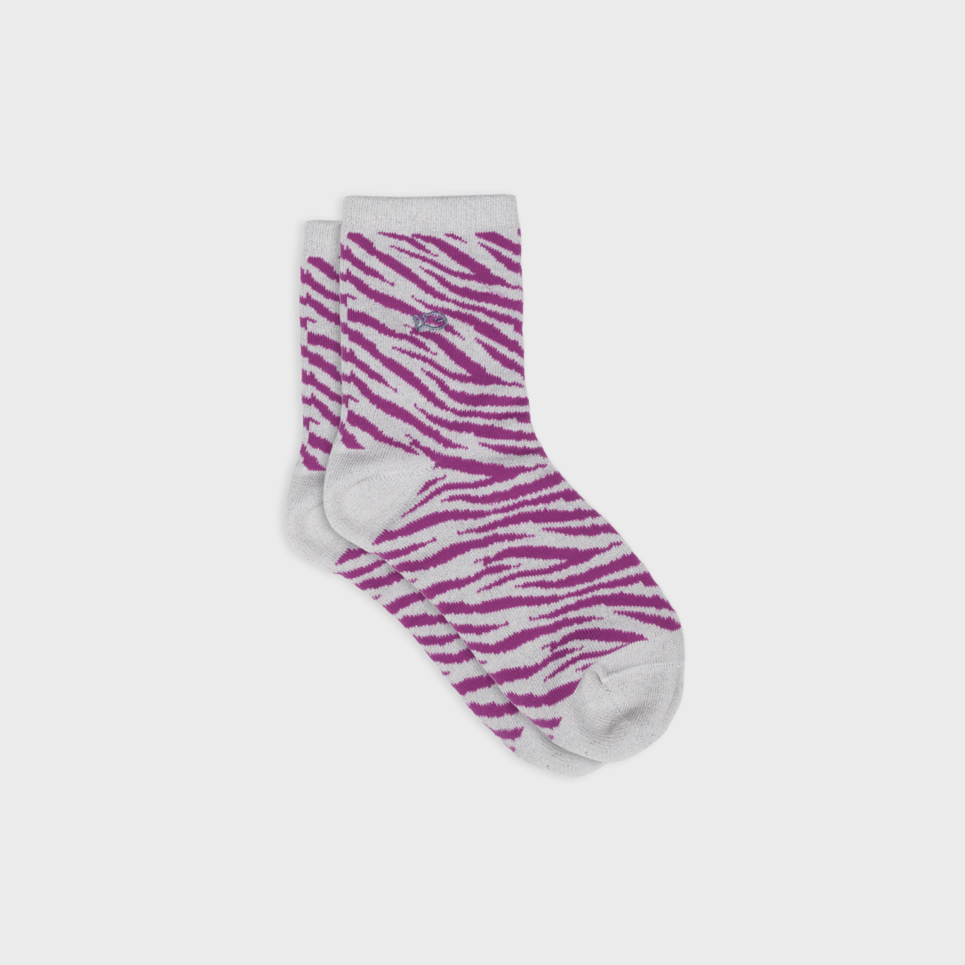 Calzini glitter zebra in cotone pettinato bianco e viola