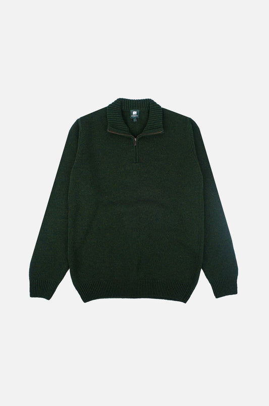 Maglia uomo Bernia con zip a un quarto verde foresta
