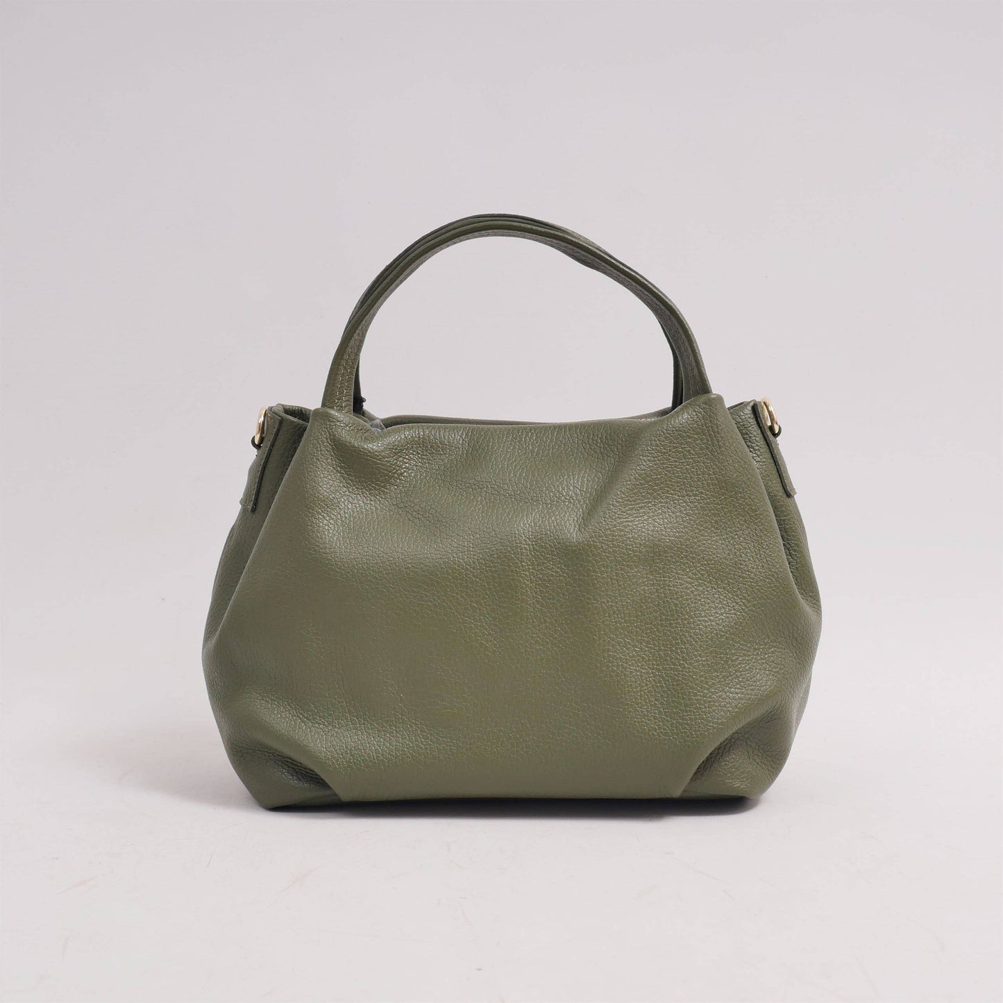 Borsa a mano e tracolla in pelle con finitura metallizzata