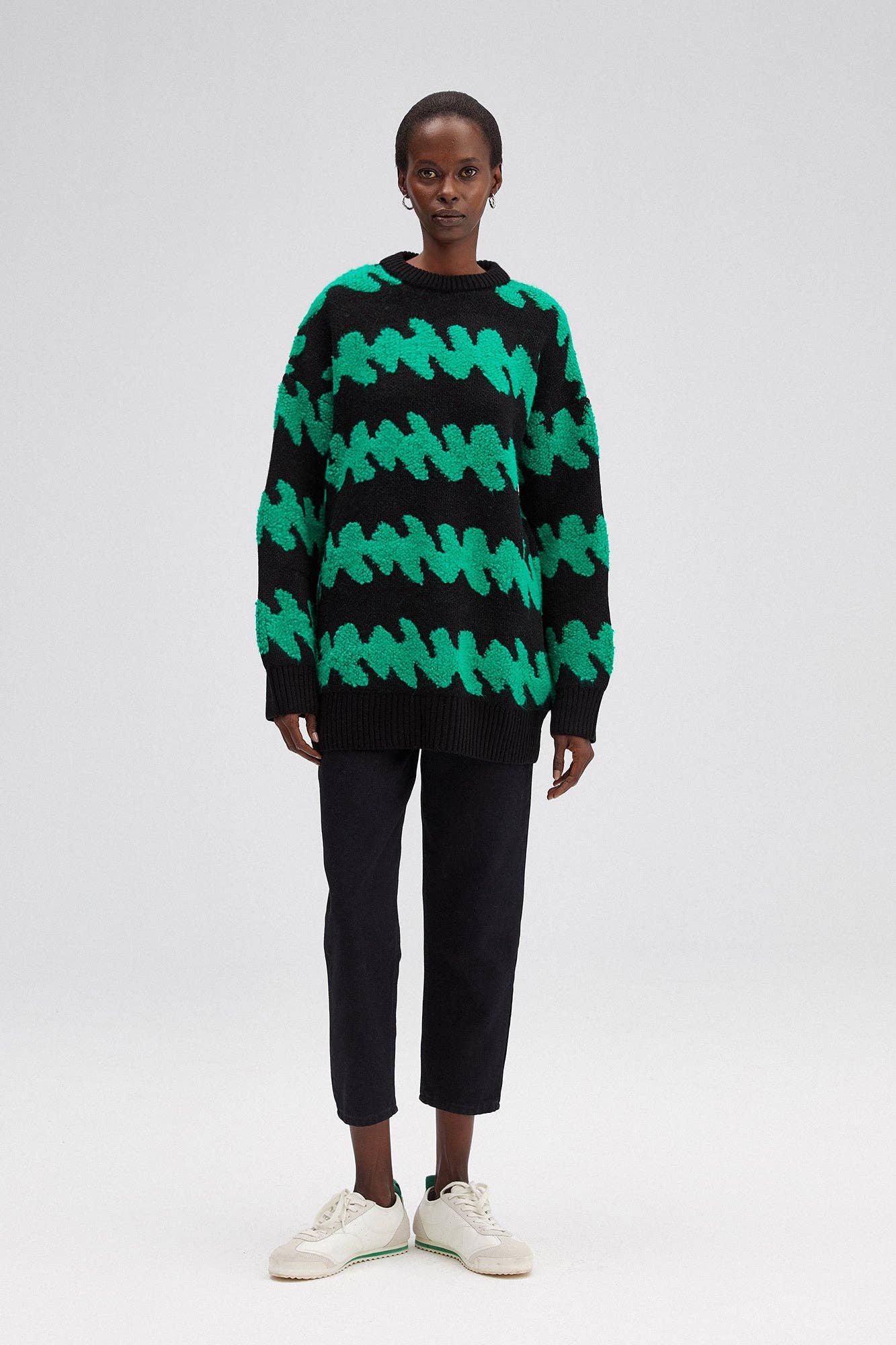 Maglione oversize girocollo fantasia
