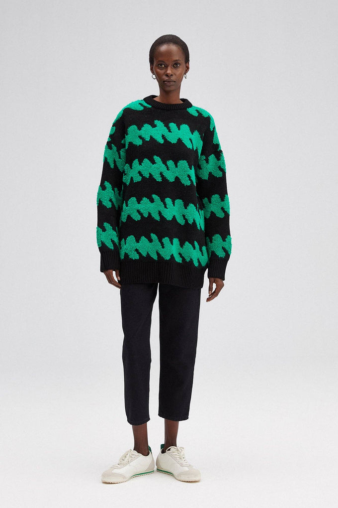 Maglione oversize girocollo fantasia