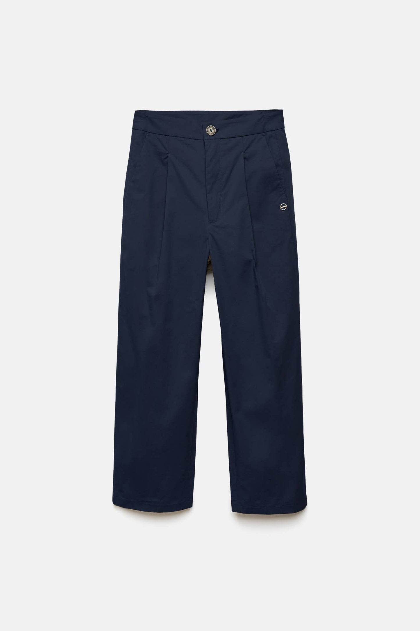 Pantaloni a sigaretta con pieghe in cotone