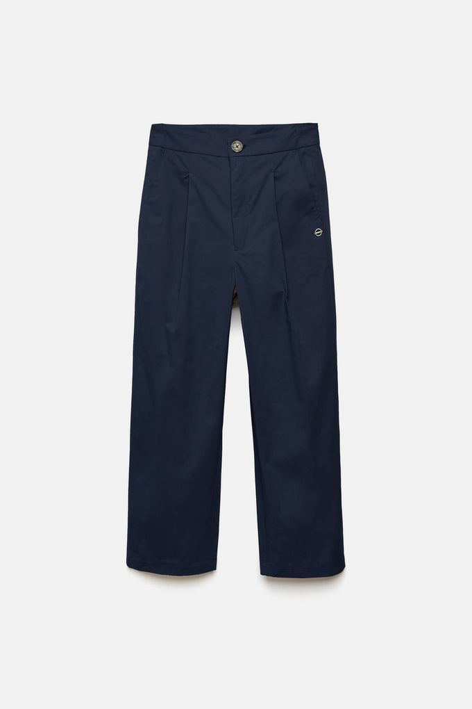 Pantaloni a sigaretta con pieghe in cotone