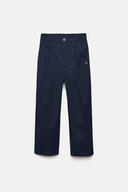 Pantaloni a sigaretta con pieghe in cotone