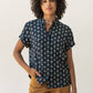 Camicia Bea a maniche corte con fantasia blu notte