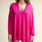 Maglione maxi oversize in viscosa con scollo a V e maglia 3D