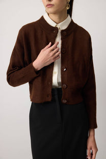 Cardigan corto in maglia con bottoni