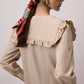 Camicia in misto cotone con maxi colletto marinara e volant