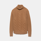 Maglione dolcevita a trecce in lana