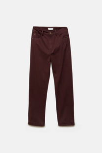 Pantaloni aderenti cinque tasche bordeaux