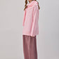Maglione in maglia rosa con sciarpa integrata