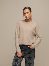 Maglione crop da donna in maglia morbida girocollo