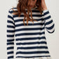 Maglia a righe con volant e cut-out sul retro